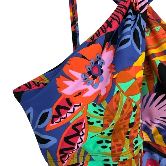 Bleu Rod Beattie Womens Night Safari Floral One Piece Swimsuit High Neck Size 12 - Picture 3 of 13